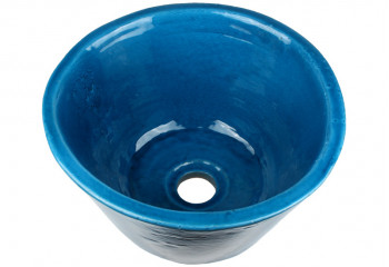 vasque a poser ceramique bleu