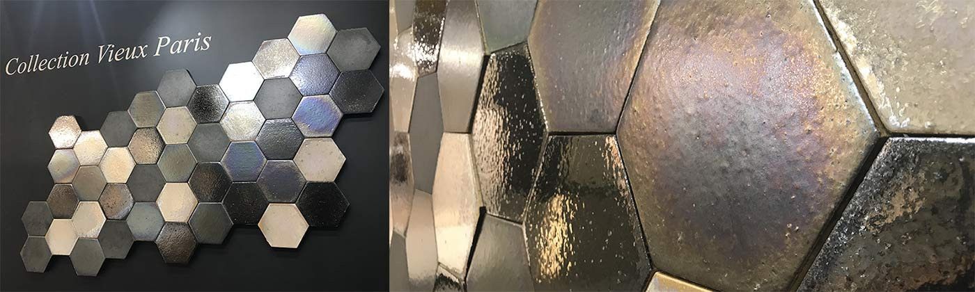 Hexagonal earthenware: plain hexagonal tiles, wall tiles